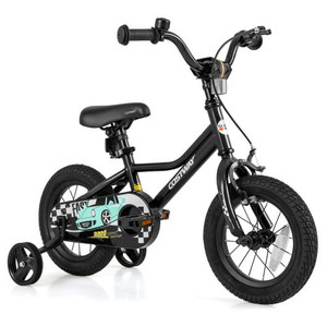 12 Inch Kids Bike Adjustable for 3-4 Years Old with Low-Step Frame - Color: Black - Size: 12 inches D681-TS10249DK-12