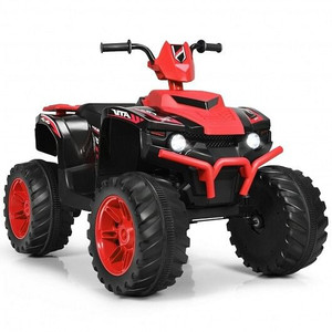 12V Kids Ride on ATV with LED Lights and Treaded Tires and LED lights-Red - Color: Red D681-TY327798RE