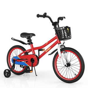 18 Feet Kids Bike with Removable Training Wheels-Red - Color: Red D681-TS10085RE-18