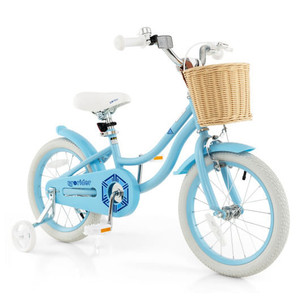 16-Inch Kids Bike with Training Wheels and Adjustable Handlebar Seat-Blue - Color: Blue - Size: 16  D681-TS10130BL-16