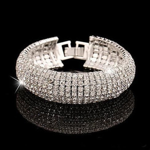 Color: Gold Polished - Glamour Girl Crystal Bangle Cuff Bracelet K290-1250318576