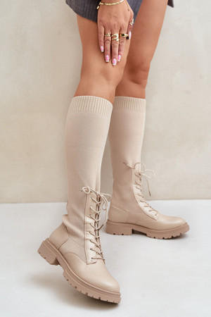 beige - Thigh-Hight Boots model 203502 Step in style U704-203502