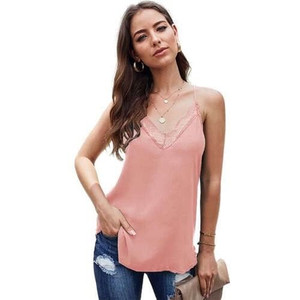 Lace Design Striped Slim Fashion Women Top/ T-shirt - Pink A392-fast0186