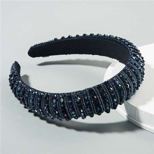 Beads Embellished High Quality Bold Korean Fashion Women Wholesale Hair Hoop - Royal Blue A392-fhbh0817