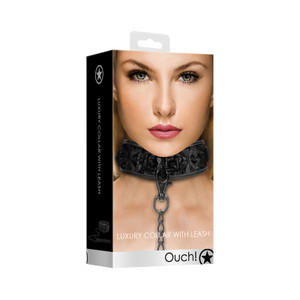 Ouch Luxury Collar W/Leash Black A451-72017