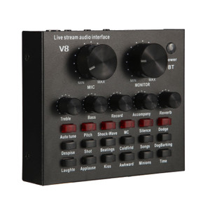 V8 Multifunctional Live Sound Card USB Audio Interface Intelligent Volume Adjustable Audio Mixer So K484-PEL_085Y8EEW