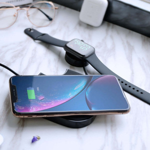 COLOR: BLACK - Teamwork 2 In 1 Wireless Phone And Apple Watch Charger K290-39357499408470