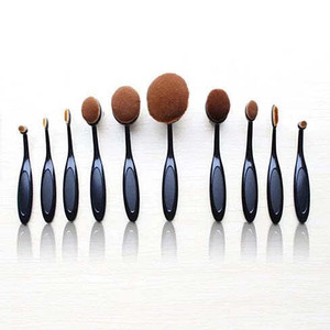 Colors: BLACK - GOLD - Beauty Experts Set of 10 Oval Beauty Brushes K290-40095737249878