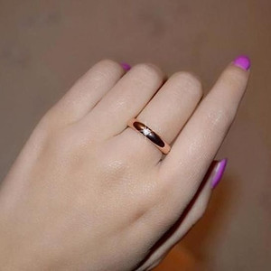 Size: Rose Gold,Ring Size: 5 - Ella Eternity Band With 4 Crystals Classic Stackable Ring K290-32076406032