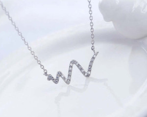 Color: ROSE GOLD ON SILVER - Lifeline Crystal Necklace In Sterling Silver K290-50629755044113