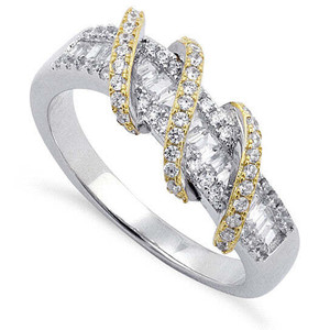 Color: TWO TONE SILVER/GOLD,Size: 5 - Prosper Rings In Various Colors And Combinations K290-47681767538961
