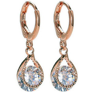 Polish Style: Gold,Diamond Color: Blue - Diamond Drops Colorful Hoop Earrings In Rose Gold And Silv K290-20678408389