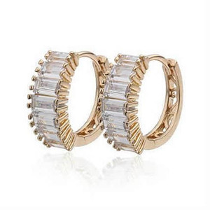Color: Yellow Gold - Shiny Baguettes Hoop Earrings K290-1251611660