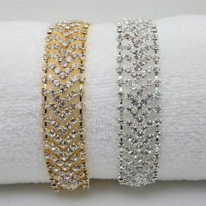 Size: Gold - Brocade Bracelet Crystal Chevron Design In Vintage Look K290-33698849872