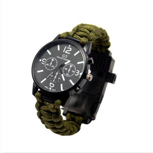 Color: Green - Outdoor Multi function Camping Survival Watch Bracelet Tools With LED Light K290-32054264299606