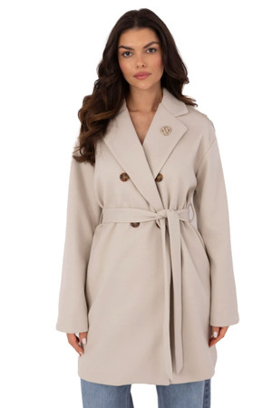beige - Coat model 210663 Och Bella U704-210663