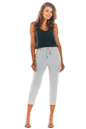 beige - Women trousers model 144656 awama U704-144656