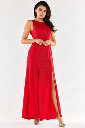 red - Long dress model 174383 awama U704-174383