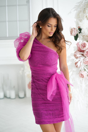 violet - Short dress model 203648 Bicotone U704-203648