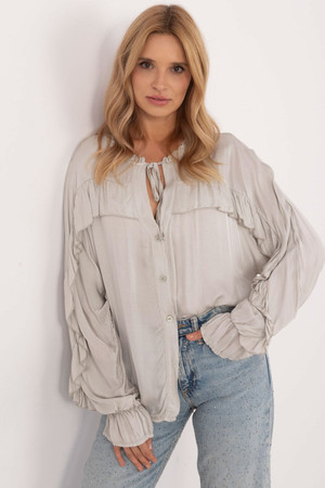 grey - Long sleeve shirt model 202300 Och Bella U704-202300