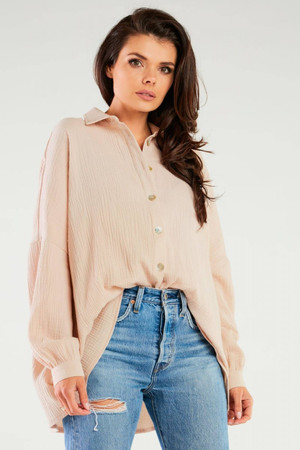 beige - Long sleeve shirt model 166827 Infinite You U704-166827