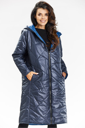 navy blue - Coat model 200548 awama U704-200548