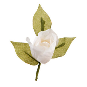 David Tutera Artificial Wedding Boutonniere White Rose With Green Leaves N274-FC01290816