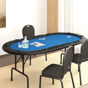  10-Player Folding Poker Table Blue 81.1"x41.7"x29.9 A949-80403