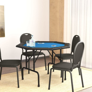  8-Player Folding Poker Table Blue 42.5"x42.5"x29.5 A949-80405