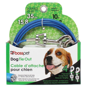 Boss Pet Medium Dog Twin Swivel Vinyl Coated Tie Outs 20 ft N274-BP01Q232000099