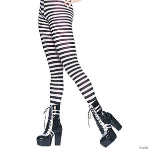 TIGHTS STRIPED BLACK WHITE N274-MR01UA900BW