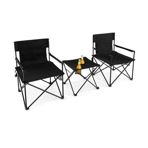 Outdoor Folding Camping Chairs and Table Set with Carrying Bag-Black - Color: Black D681-NP11353DK