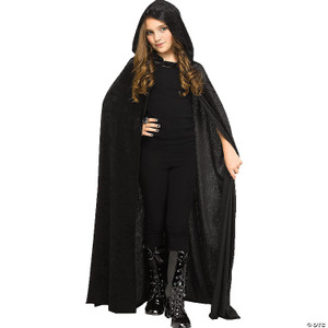 Kids Black Hooded Velour Cape Costume Accessory N274-MR01FW90972K