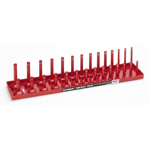 Hansen Global 1/2 Inch Standard 2 Row Regular/Deep Socket Holder Tray - Red T398-HNE1201