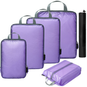 Color: Violet 5pcs - Waterproof Travel Buggy Bag Four-piece Five-piece Set Q119-CJYD201090211KP