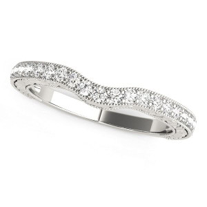 14k White Gold Antique Style Milgrained Curved Diamond Ring (1/4 cttw) P150-38443-7.5
