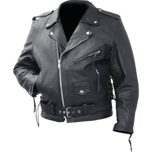Solid Genuine Cowhide Leather Classic Motorcycle Jacket Q147-BKMCBM3X