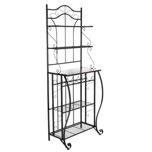 US 5-tier Metal Kitchen  Rack Storage Holder Organizer (HT-CJ011 With Accessories) black K484-PHO_0RG2ESMB_US