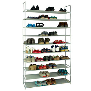 US 100cm 10 Layer Shoe  Rack Household Portable Ultra Large Capacity Shoe Mount Gray K484-PHO_0ROJHPQO_US