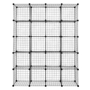 US Diy 20-cube Storage Rack Organizer Wire Mesh Storage Shelves Bookshelf Black K484-PHO_0W8SX3X9_US