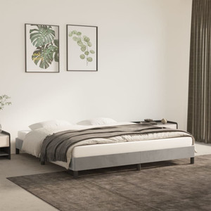 Bed Frame without Mattress Light Gray 76"x79.9" King Velvet A949-347012