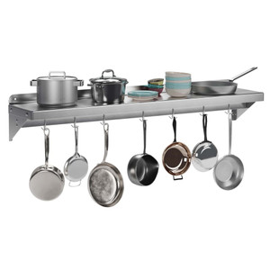 US GARVEE Stainless Steel Wall Shelf Metal Storage Rack with Backplash Hooks K484-PIS_00P0H5CO_US