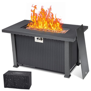 US GARVEE 44 Inch Propane Fire Pit Table 50000BTU Rectangle Table with Cover K484-PHO_0WCS3ZHU_US