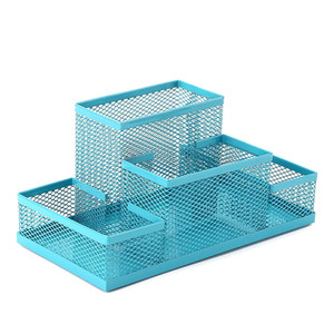 Mesh Desk Organizer Desktop Pen Holder 4 Compartments Metal Stationary Organizer Desk Caddy For Off K484-FQZOL_2C9NDTWB