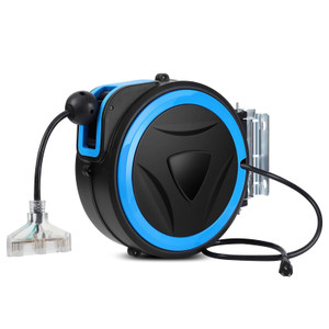 US GARVEE Heavy Duty Cord Reel 50ft Retractable Extension Power Cord 14 AWG/3C SJTOW Blue K484-PAU_0I7L8F2O_US