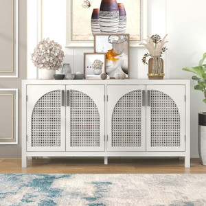 US Sideboard Cabinet With Rattan Door Metal Handles Adjustable Shelves 333lbs Load Capacity Multifu K484-PHO_11Z32QGJ_US