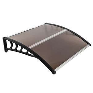 US 100*100 Window Awning Outdoor Polycarbonate Front Door Patio Cover Garden Canopy Black brown K484-PHO_0QK45G1Z_US