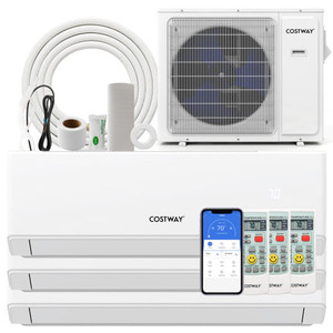 30000 BTU 3 Zone 23 SEER2 Mini Split Air Conditioner Wifi Enabled with Heat Pump-9K + 9K + 12K - Co D681-UltrEco-30K-28