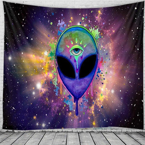 Color: As shown, Size: 150x150CM - Printed Evil Eye Alien Tapestry Multifunctional Tapestry Sitting Q119-CJCL118638902BY