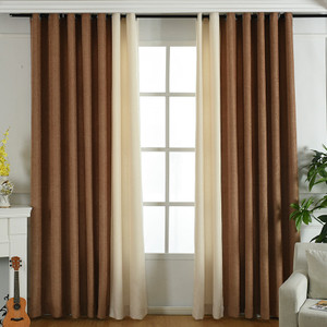 Color: Coffee, style: Machining - Factory direct stitching simple solid chenille curtain high shadi Q119-CJJJJFCL00025-Coffee-Machining